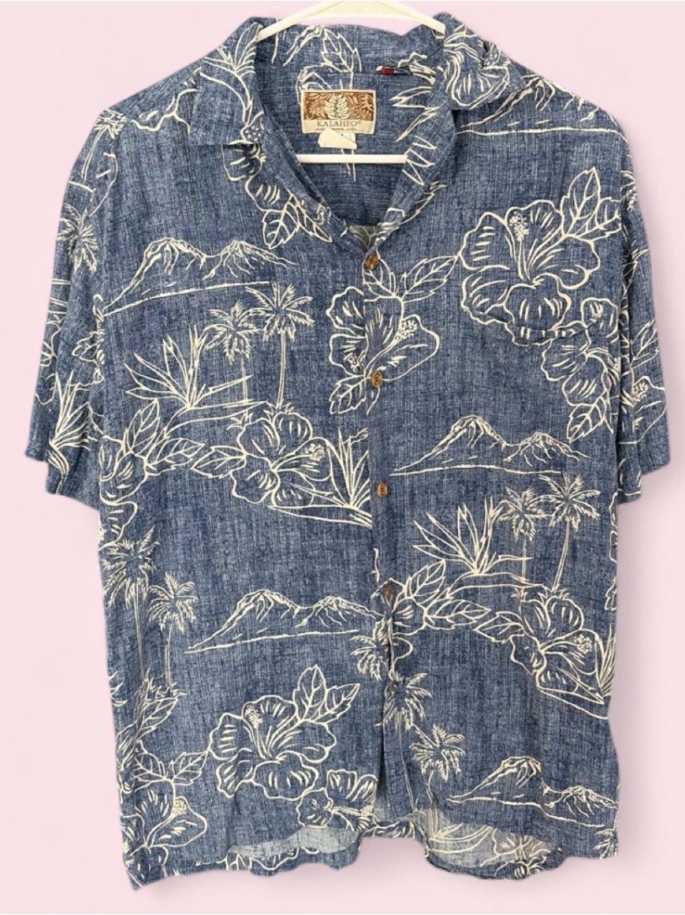 Kalaheo Blue Floral Hawaiian Camp Shirt